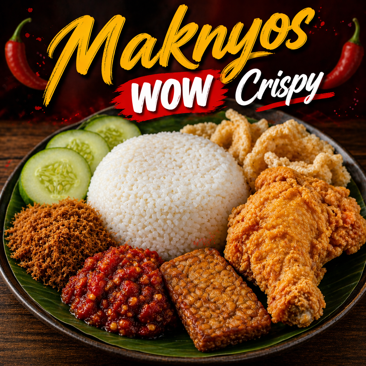 Maknyos WOW Crispy dengan ayam crispy dan sambal